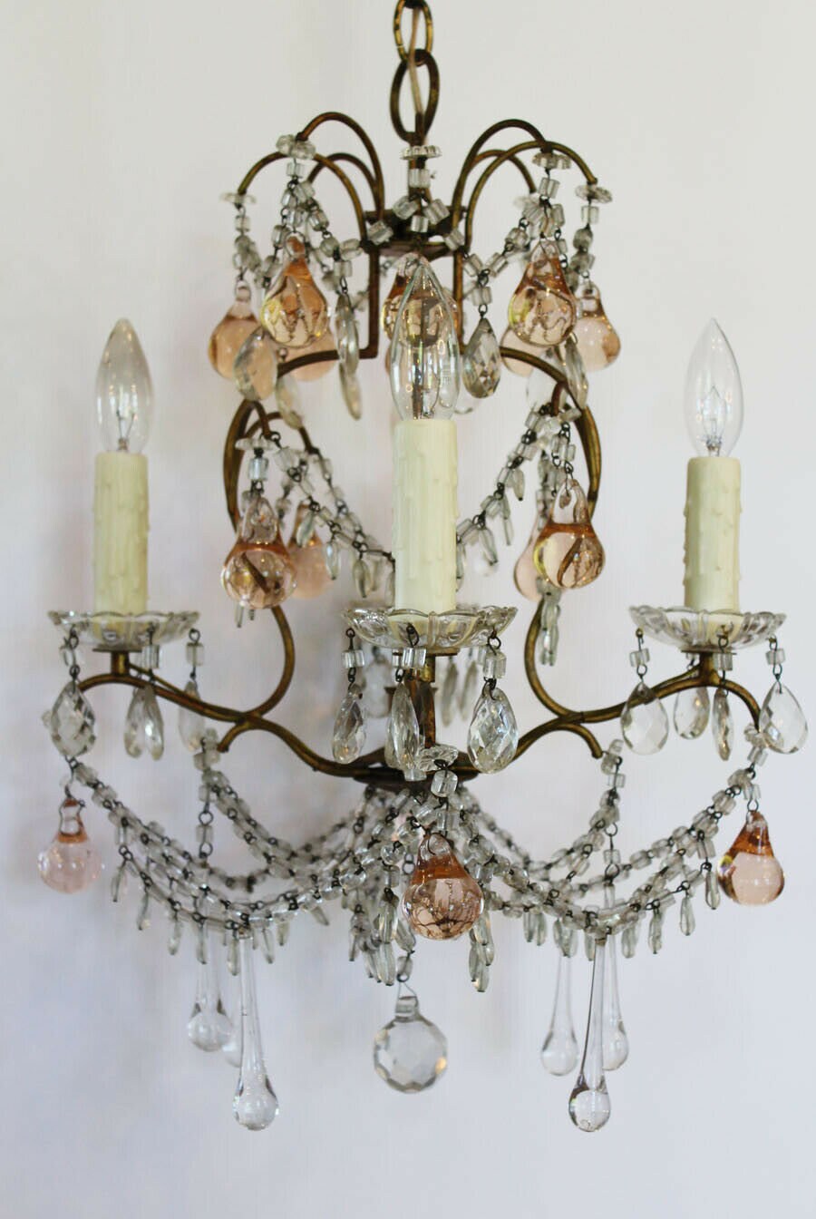 French Antique Blush Pink Beaded Chandelier My Fav! So Gorgeous!