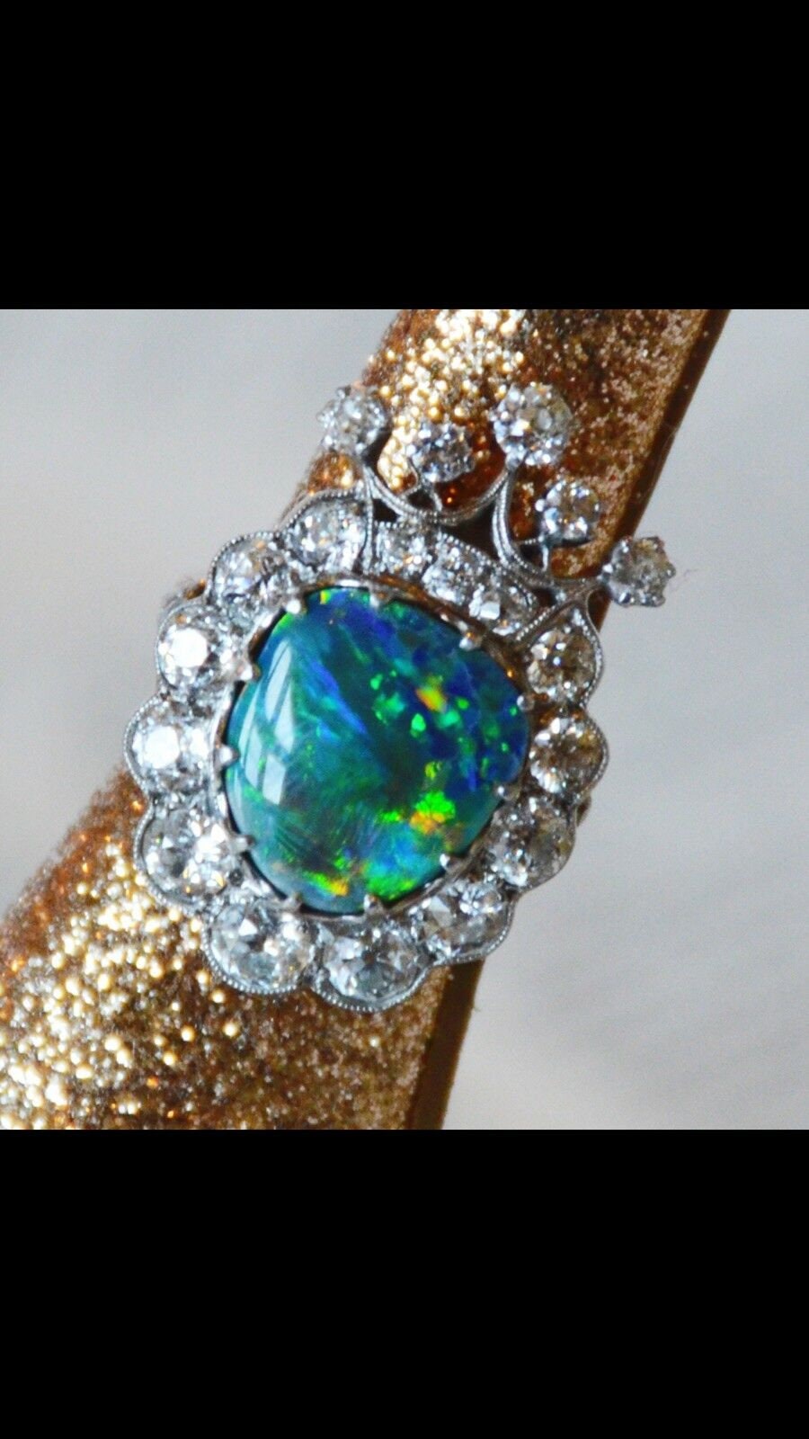 Antique Diamond and Opal Crown Ring Late 1800s 3.5 Carats Diamond