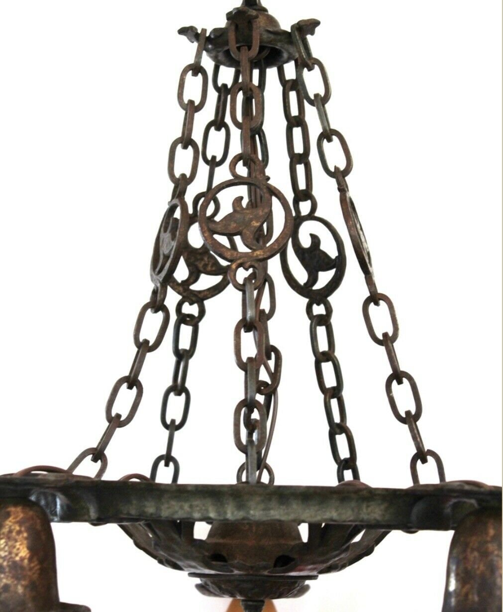 5 Arm Antique Gothic Chandelier With Chains Gorgeous Rewired