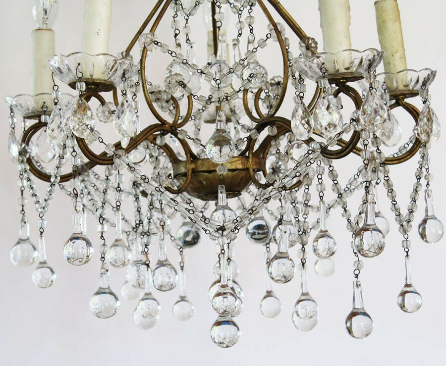 Antique Italian Large Beaded Drops Chandelier Simply Gorgeous