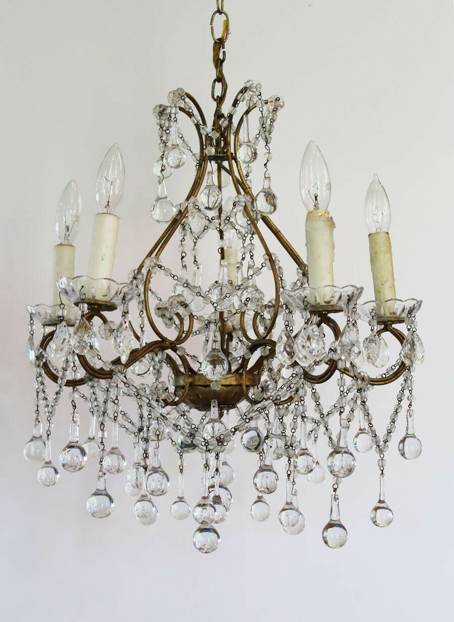 Antique Italian Large Beaded Drops Chandelier Simply Gorgeous