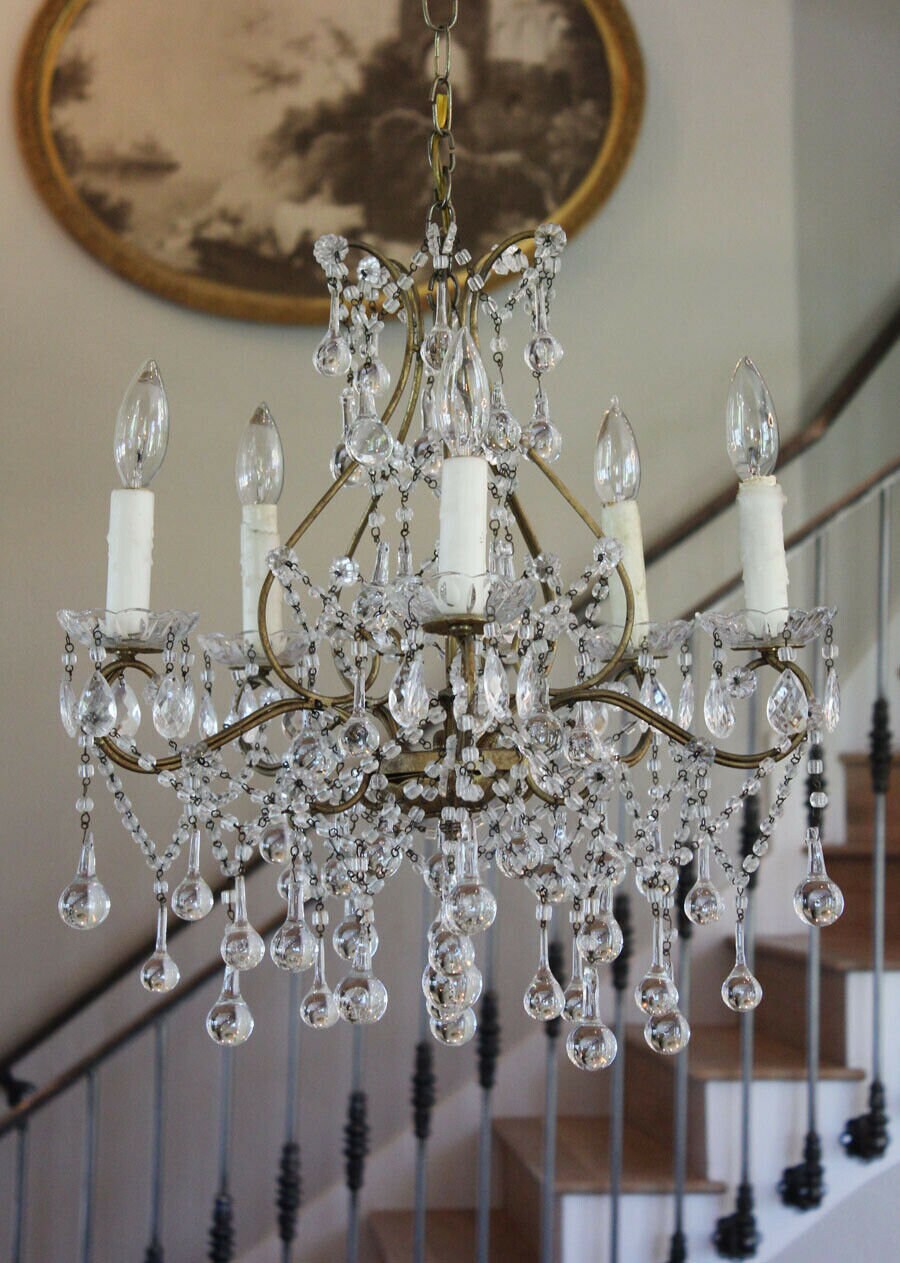Antique Italian Large Beaded Drops Chandelier Simply Gorgeous