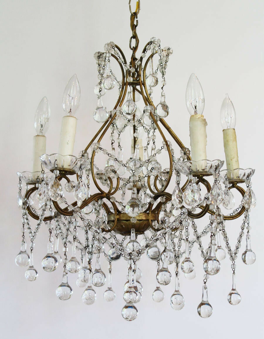 Antique Italian Large Beaded Drops Chandelier Simply Gorgeous