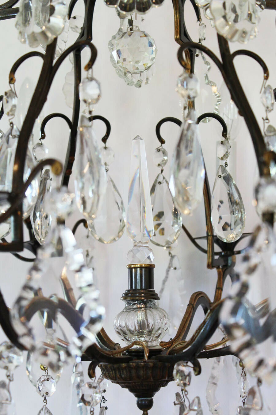 French Antique Bronze Crystal Chandelier Gorgeous Rewired and Ready to Hang