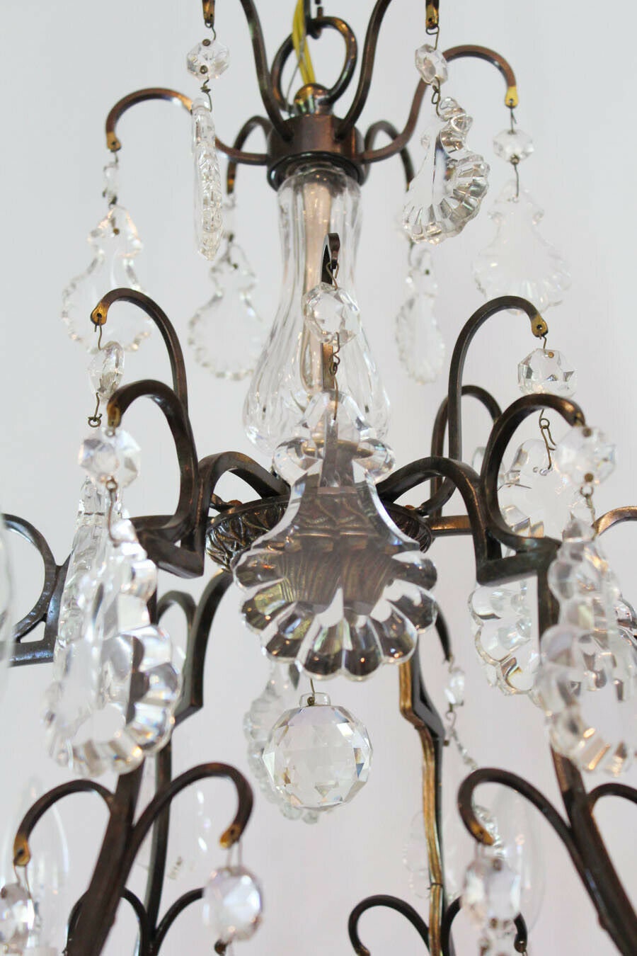 French Antique Bronze Crystal Chandelier Gorgeous Rewired and Ready to Hang