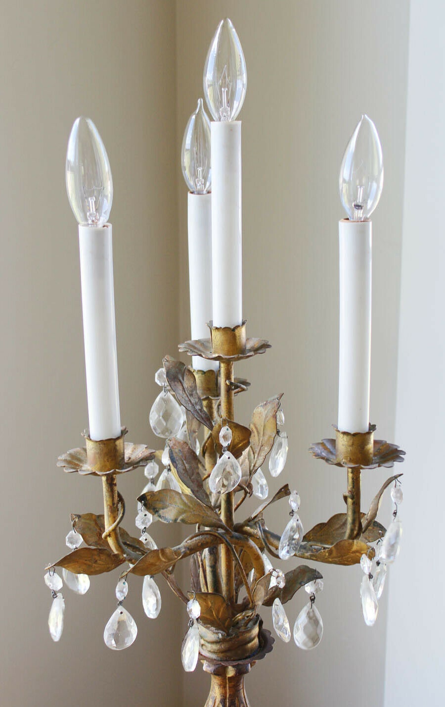 French Tole Antique Girandole Table Chandelier Candelabra