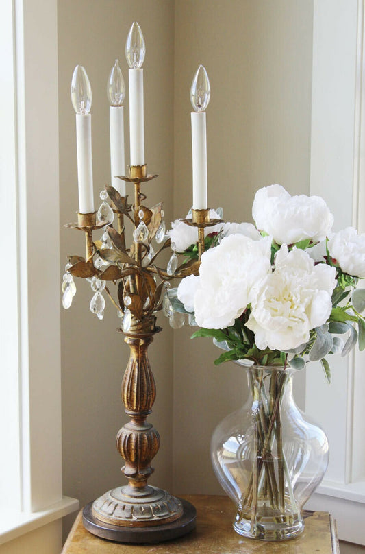 French Tole Antique Girandole Table Chandelier Candelabra