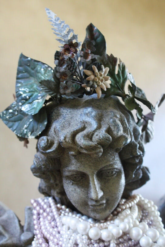 One of a Kind Antique French Tole Flowers Crown
